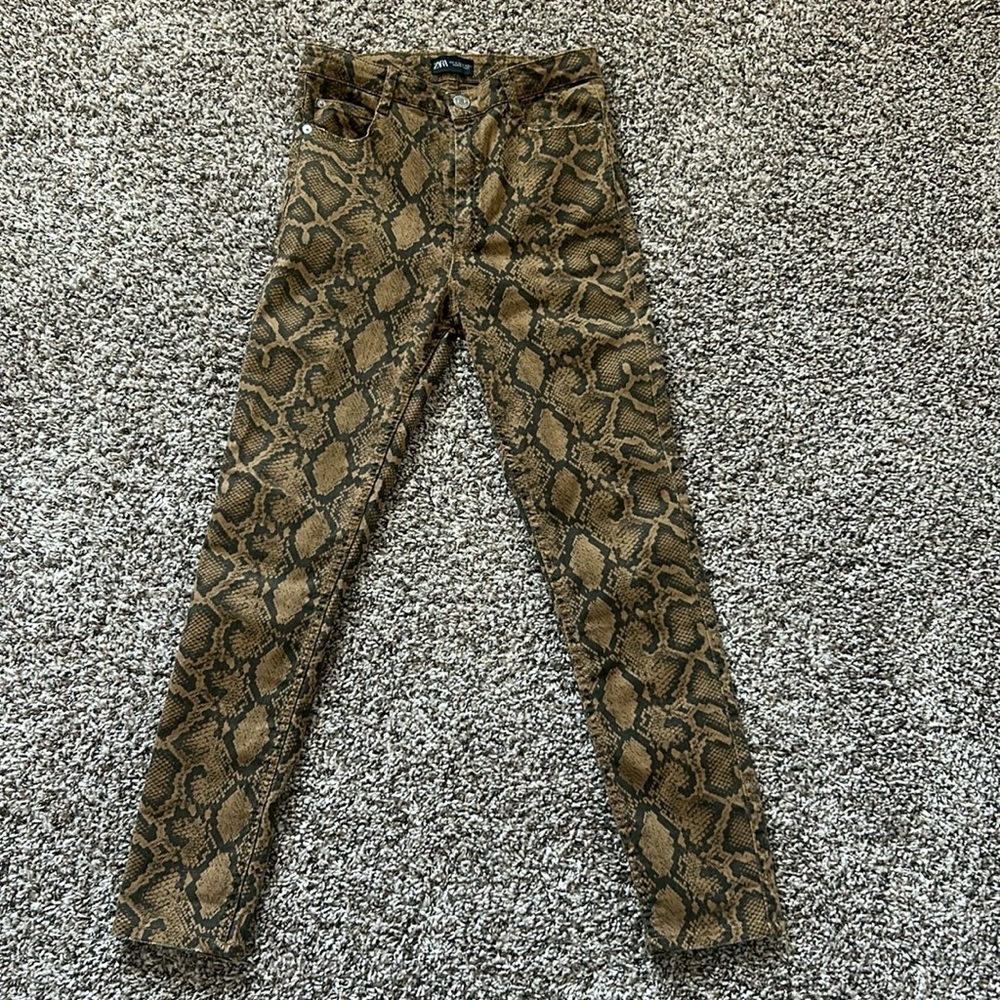Zara Animal Print High Rise Skinny Jean size 8